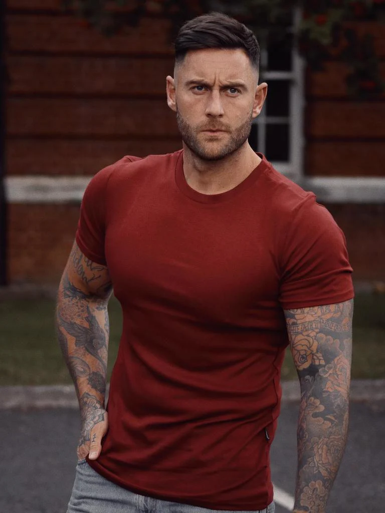Burgundy Tapered Fit T-Shirt - Image 10