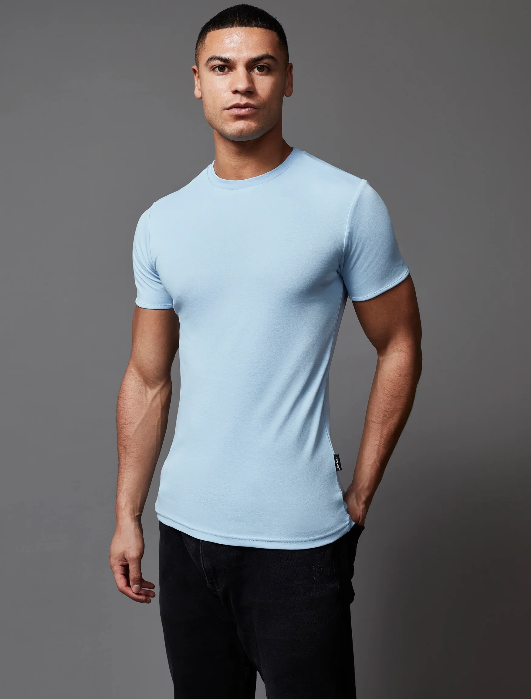 Light Blue Tapered Fit T-Shirt - Image 3