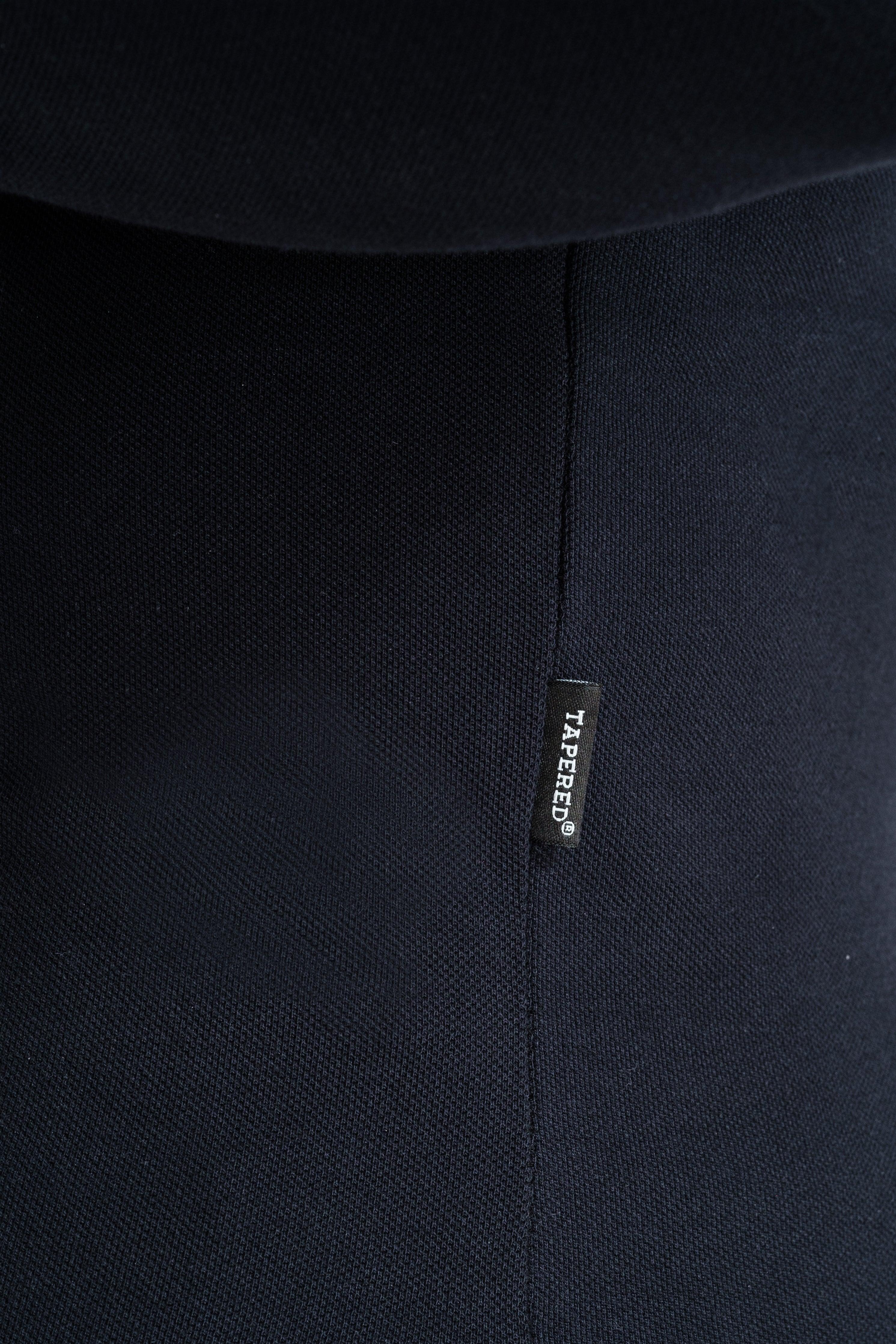 Long Sleeve Navy Tapered Fit Polo Shirt - Image 15