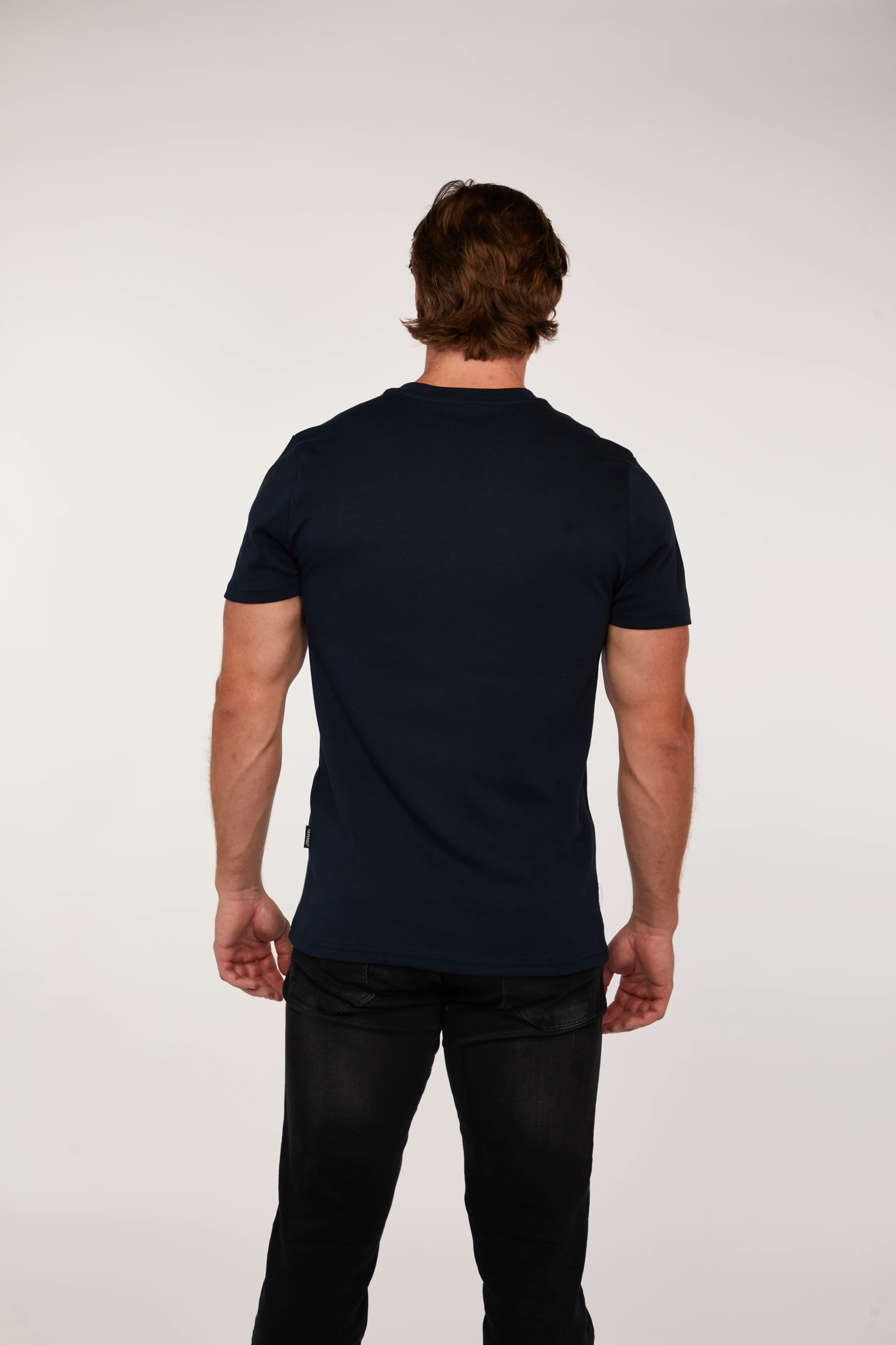 Navy V Neck Tapered Fit T-Shirt - Image 6