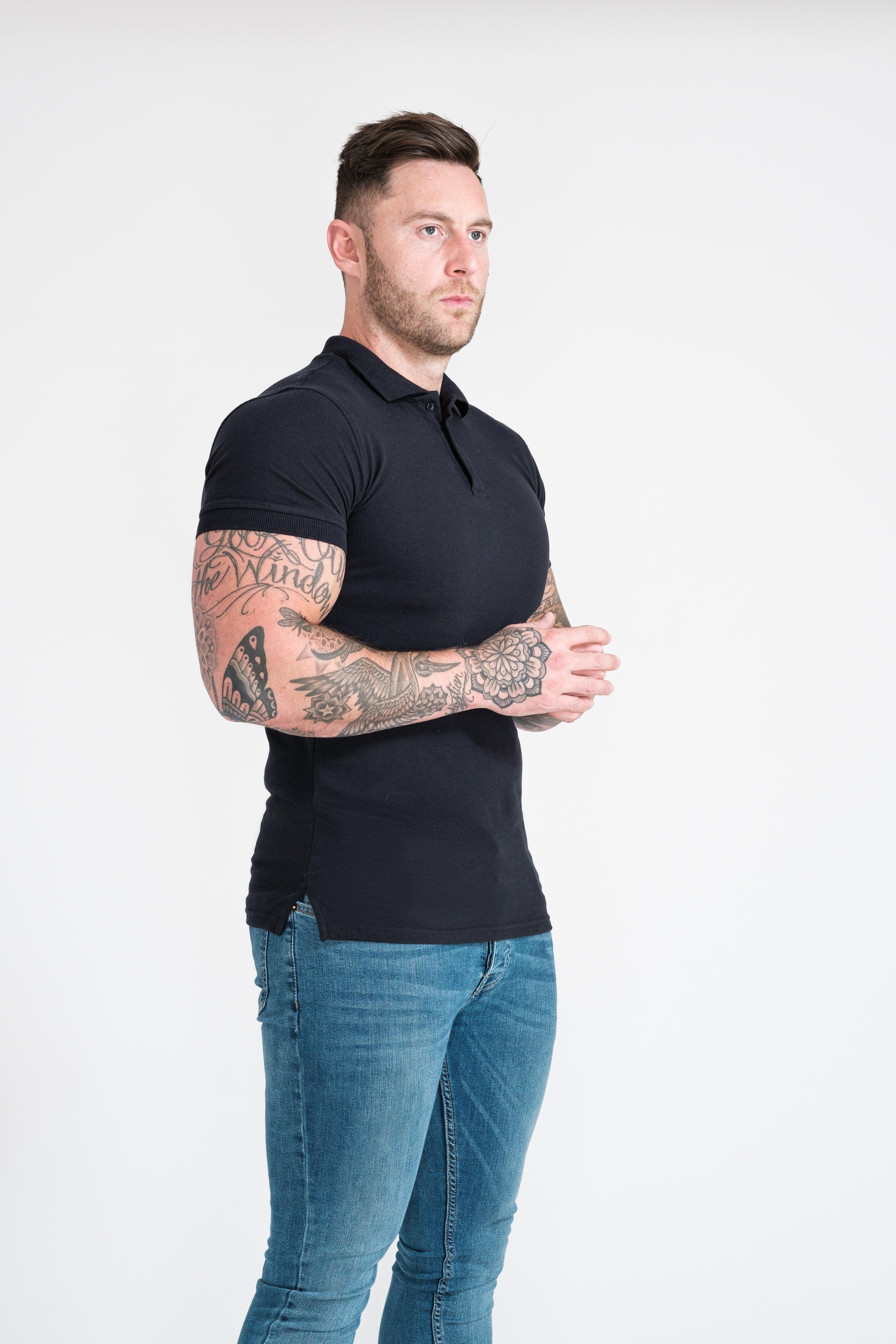 Short Sleeve Navy Tapered Fit Polo Shirt - Image 20