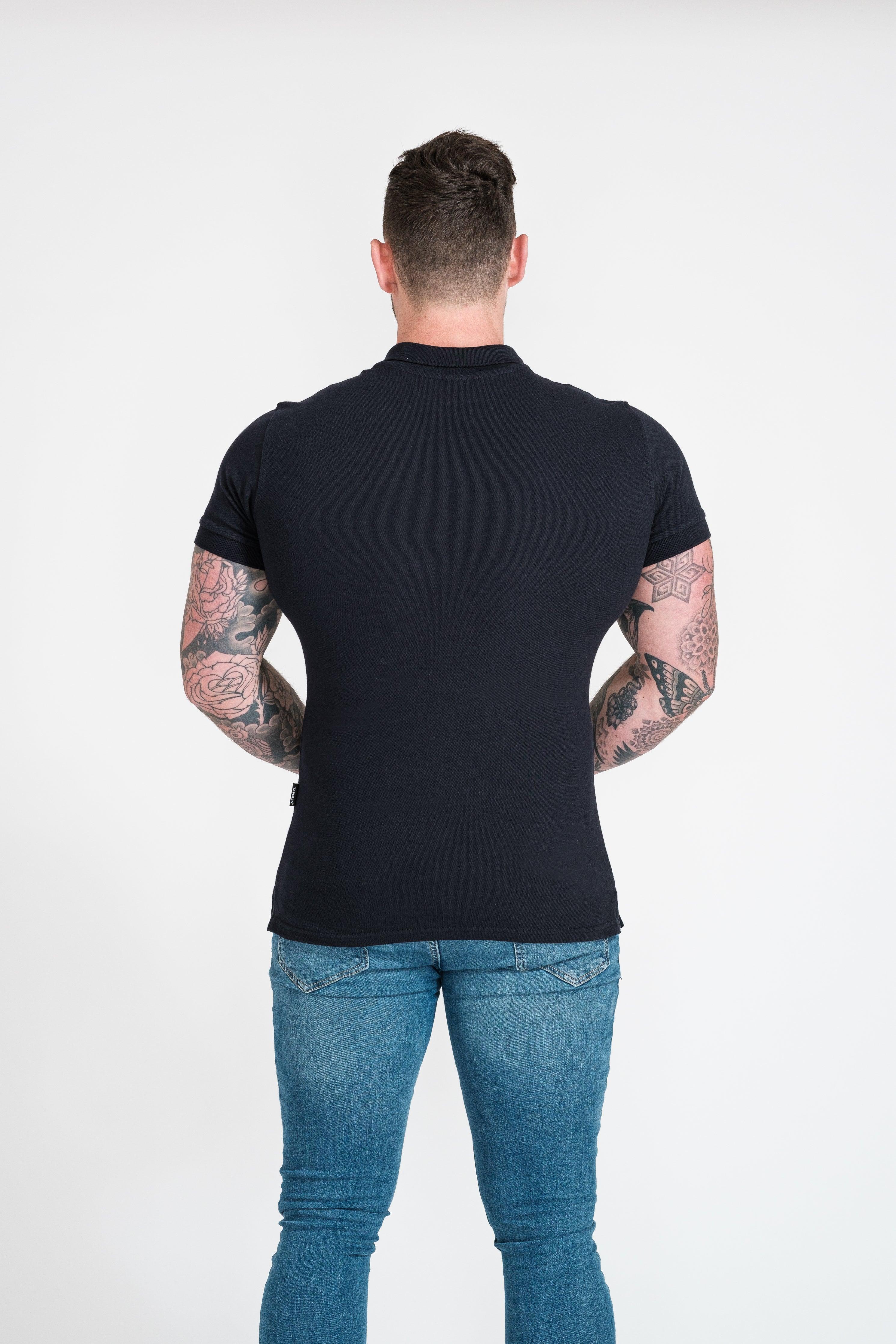 Short Sleeve Navy Tapered Fit Polo Shirt - Image 23