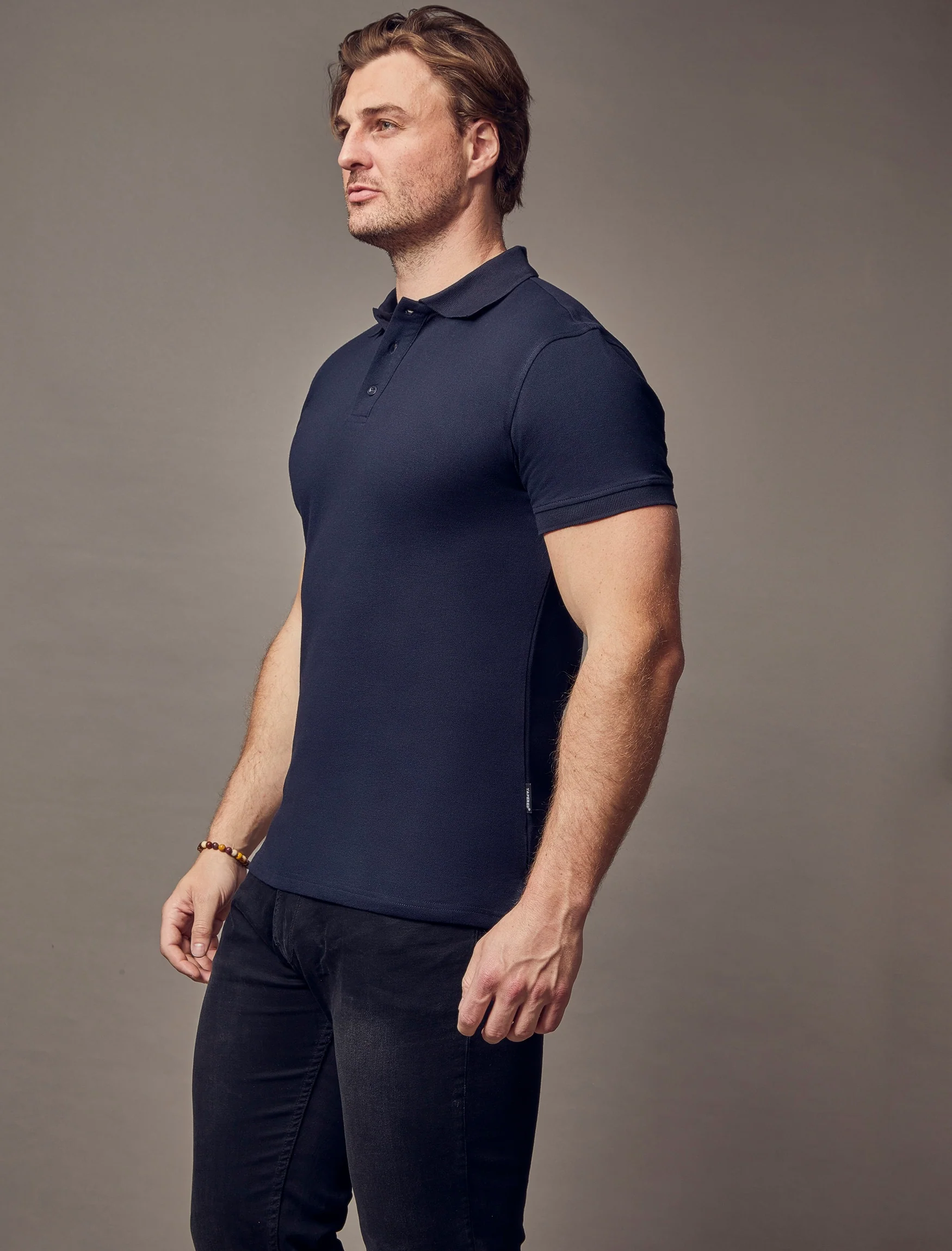 Short Sleeve Navy Tapered Fit Polo Shirt - Image 6