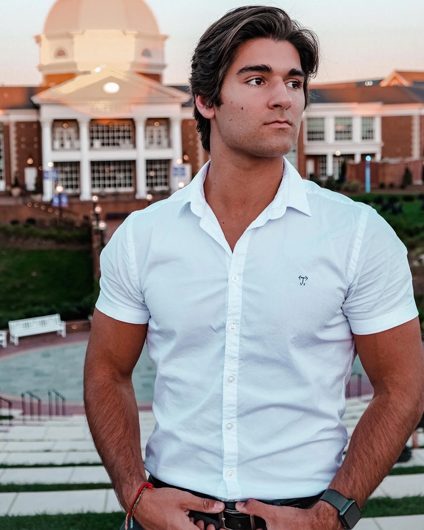 White Short Sleeve Tapered Fit Bodybuilder Shirt - Image 6