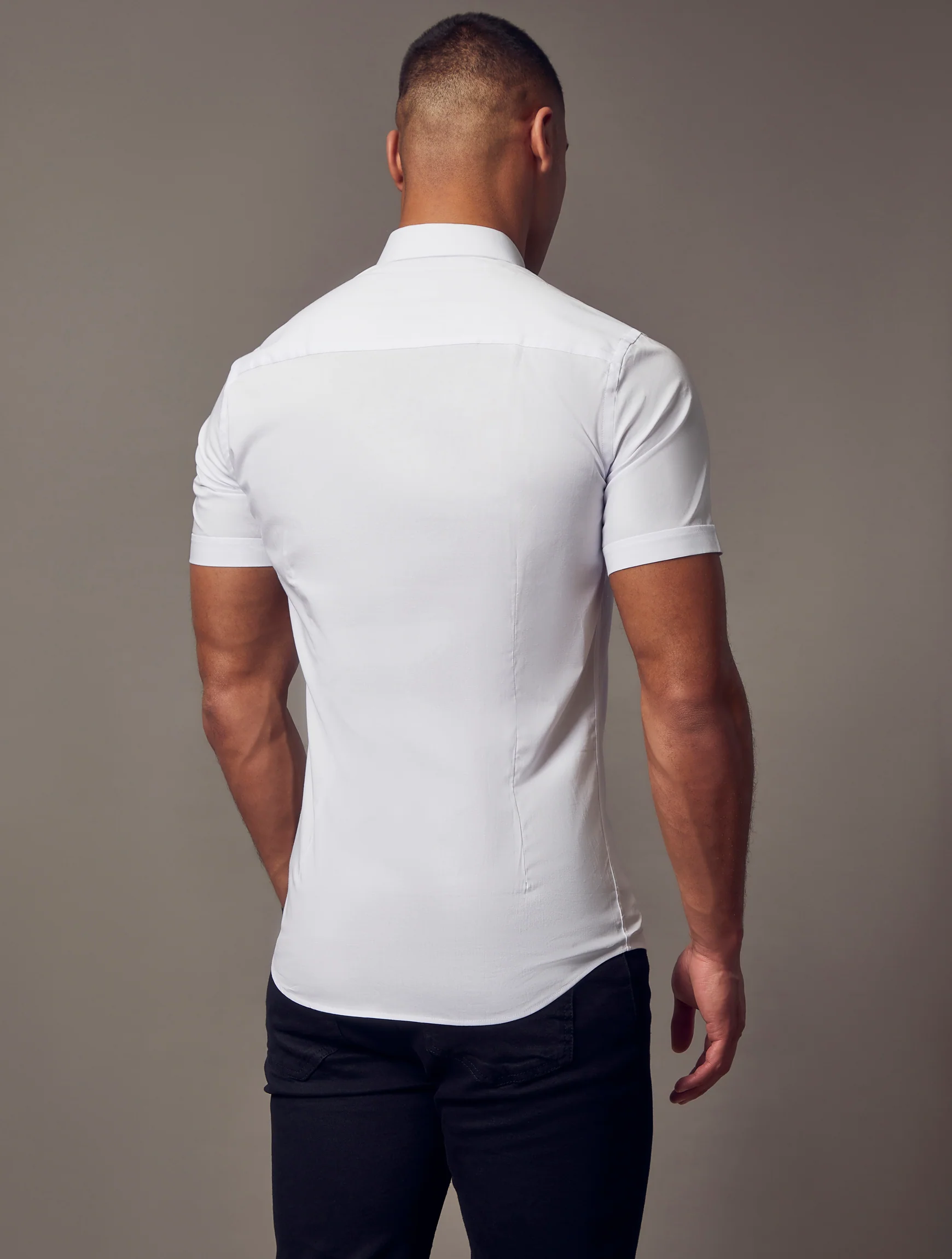 White Short Sleeve Tapered Fit Shirt - Image 4